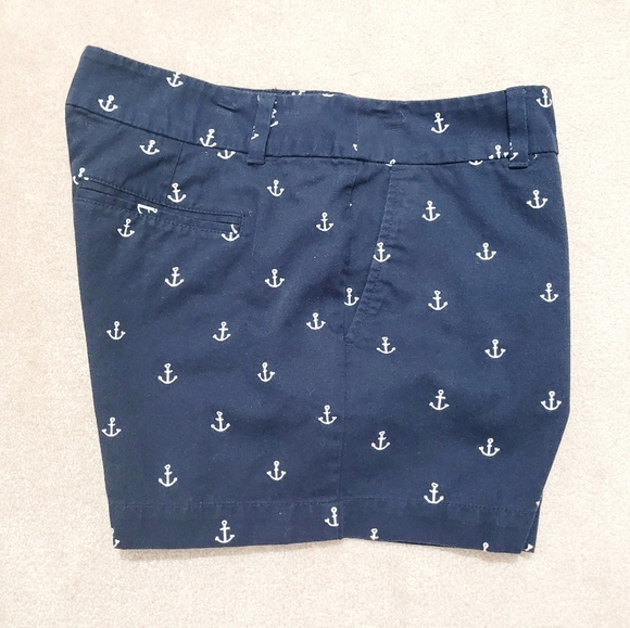 Loft 100% Cotton Navy Blue Anchor Chino Shorts 4" Inseam Woman's Size 10 Beachy - Picture 7 of 10